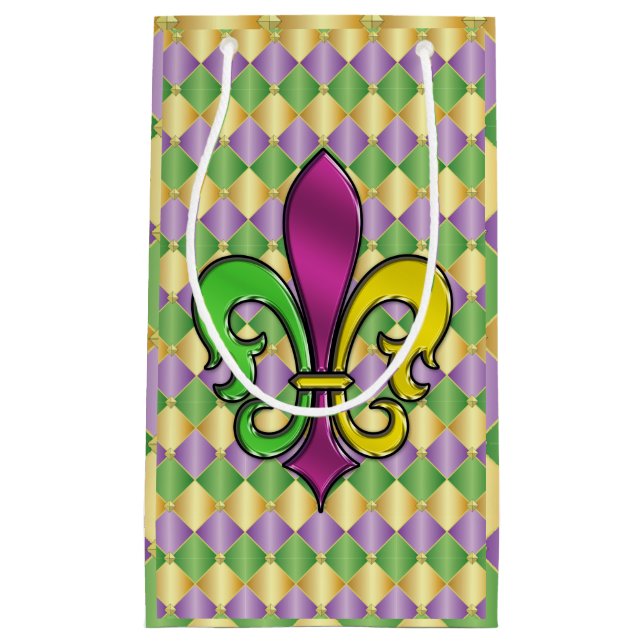 Elegant Mardi Gras Fleur De Lis Design Presentpåse (Framsidan)