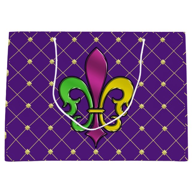 Elegant Mardi Gras Fleur De Lis Design Presentpåse (Framsidan)