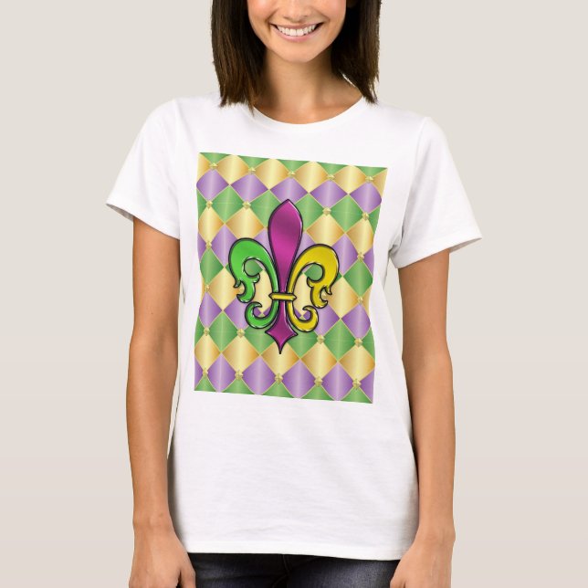 Elegant Mardi Gras Fleur De Lis Design skjorta T Shirt (Framsida)