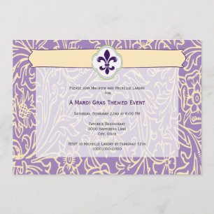 Elegant Mardi Gras Fleur de Lis-evenemang Inbjudningar