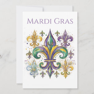 Elegant Mardi Gras i akvarell Inbjudningar