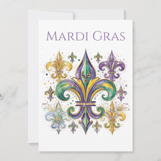 Elegant Mardi Gras i akvarell  Inbjudningar (Framsida)