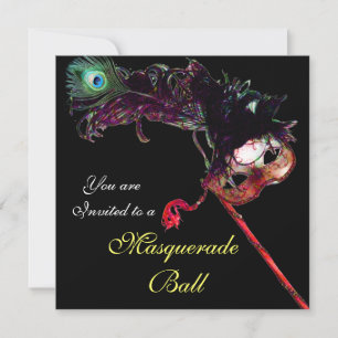 ELEGANT MARDI GRAS MASKERADBAL MASK ,Svart Inbjudningar