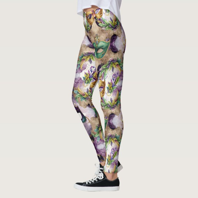Elegant Mardi Gras Masks Leggings (Vänster)