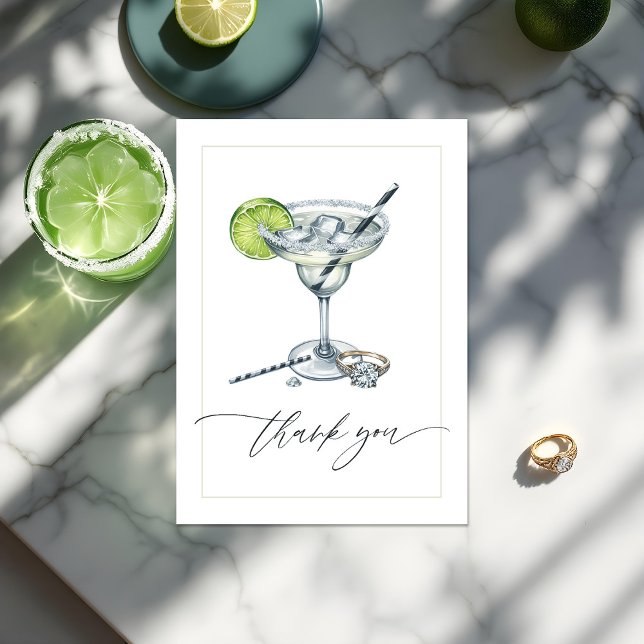 Elegant Margs & Matrimony Bröllopsdusch Foto Tack Kort (Elegant Margs & Matrimony Bridal Shower Photo Thank You Card)