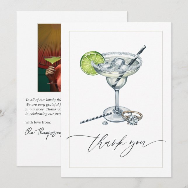 Elegant Margs & Matrimony Bröllopsdusch Foto Tack Kort (Fram/baksida)