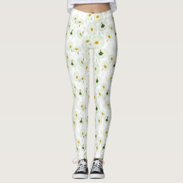 Elegant Marguerite Flower Leggings