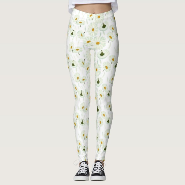 Elegant Marguerite Flower Leggings (Framsida)