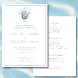 Elegant Marian-inbjudan till katolska Blue Wedding Inbjudningar
