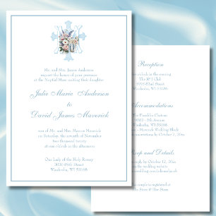 Elegant Marian-inbjudan till katolska Blue Wedding Inbjudningar