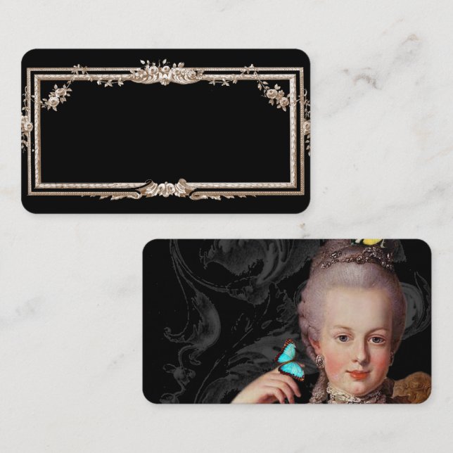 Elegant Marie Antoinette om svart fransk inspirera Placeringskort (Fram/baksida)