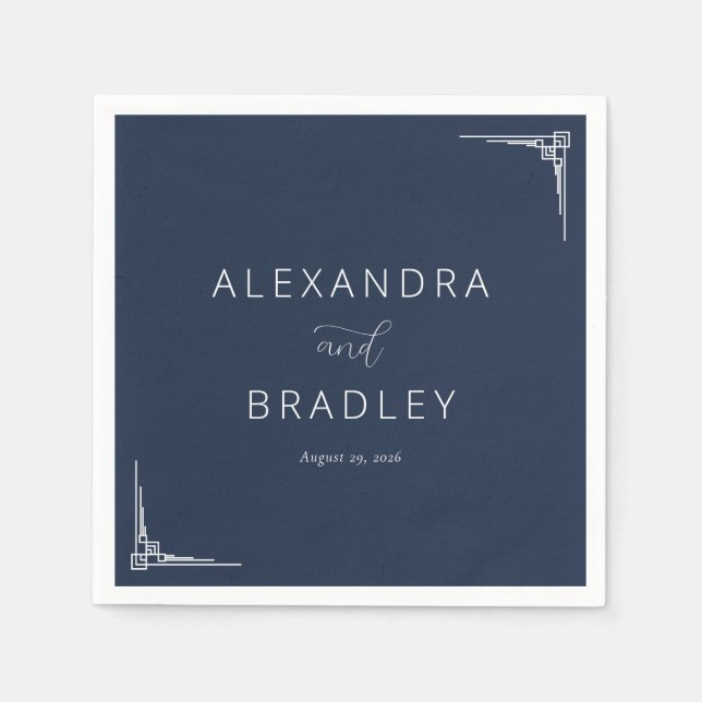 Elegant Marin Geometrisk Pappersservett (Framsidan)