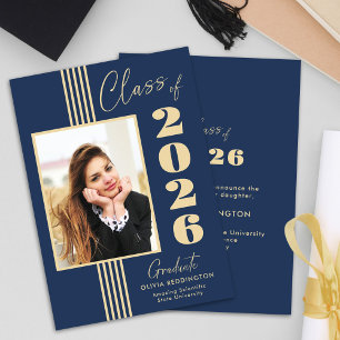 Elegant marin guld fotoram 2026 examen meddelande