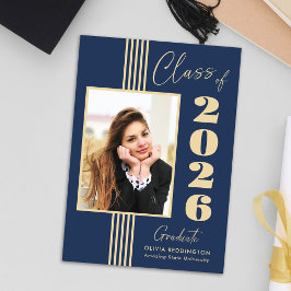 Elegant marin guld fotoram 2026 examen meddelande
