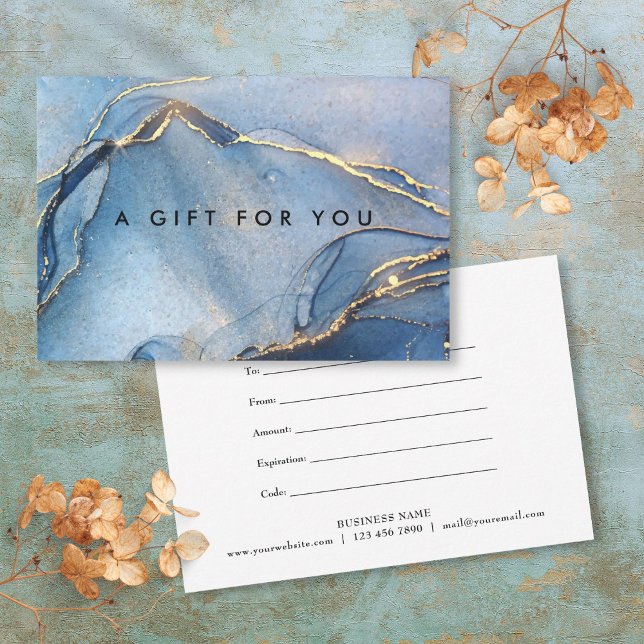 Elegant marin guld marmor agat gåvobrev (Elegant Navy Gold Marble Agate Gift Certificate)