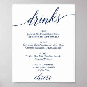 Elegant marin kalligrafi bröllopsdrycker meny skyl poster