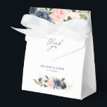 elegant marin och  blommigt för bröllopsruta presentaskar<br><div class="desc">elegant för hand målade marinblå och rosa vattenfärgblommor. Texten och färg kan ändras så att de stämmer överens med temat bröllop.</div>