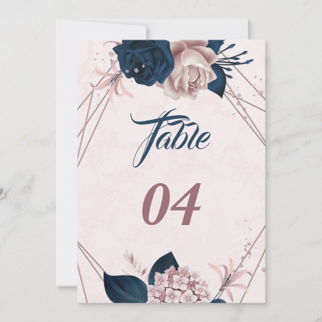 Elegant, marin och dammigt ro-geometriskt bordsnum inbjudningar (Framsida)