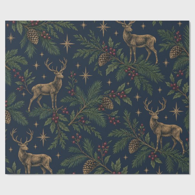 Elegant marin skogs hjort jul presentpapper (Platt)