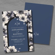 Elegant marinblå blomsterbröllop