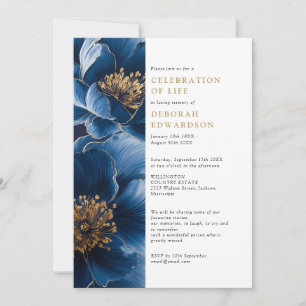 Elegant marinblå blomsterfirande av livet inbjudningar
