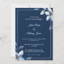 Elegant marinblå blomstermålning bröllop