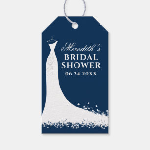 Elegant marinblå bröllopsklänning showerpresent presentetikett