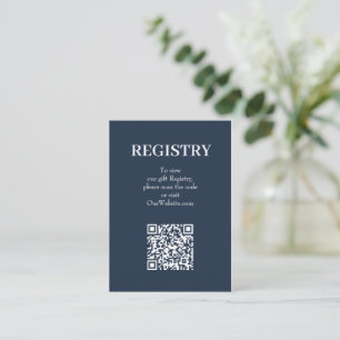 Elegant Marinblå Bröllopspresentregistrering QR-ko Tilläggskort