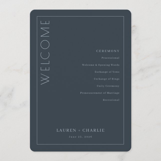 Elegant marinblå ceremoniprogram program (Framsida)
