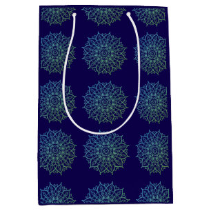 Elegant marinblå grön mandala födelsedag