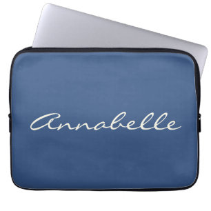 Elegant marinblå handskriven typsnittsnamn anpassn laptop fodral
