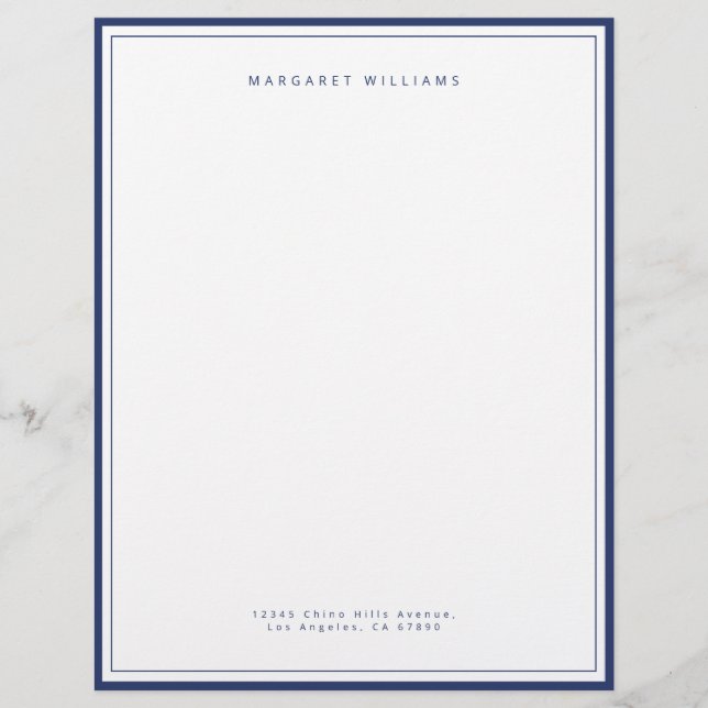 Elegant marinblå kant enkel minimalism brevhuvud (Framsida)
