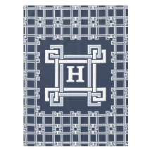 Elegant marinblå kustnära grekisk nyckelmonogram