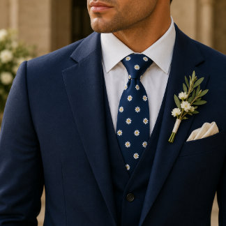 Elegant marinblå mikroprydnadsblomma mönster slips