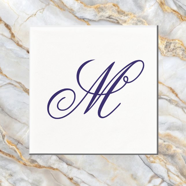 Elegant marinblå monogram initial  pappersservett (Skapare uppladdad)