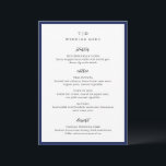 Elegant marinblå monogram modern bröllopsmeny meny<br><div class="desc">Moderna bröllopsmenyer med en ren design med serif- och script-typsnitt.</div>