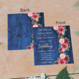 Elegant marinblå och burgunderröd akvarell höstbrö inbjudningar