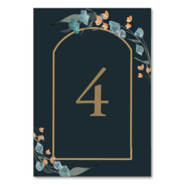 Elegant marinblå och dammig blå botanisk bordsnummer