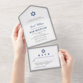 Elegant marinblå och grå Bar Mitzvah Allt i Ett