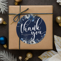 Elegant marinblå och silverblommig