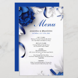 Elegant marinblå och silverfärgade blommor band br