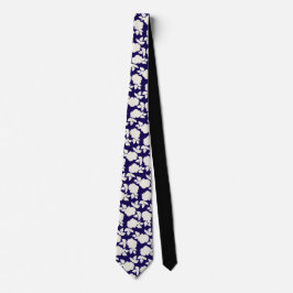 Elegant marinblå och vit blommig mönster slips