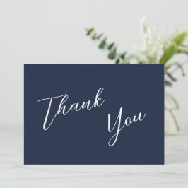 Elegant, marinblå och vit enkel Bröllop Tack Kort