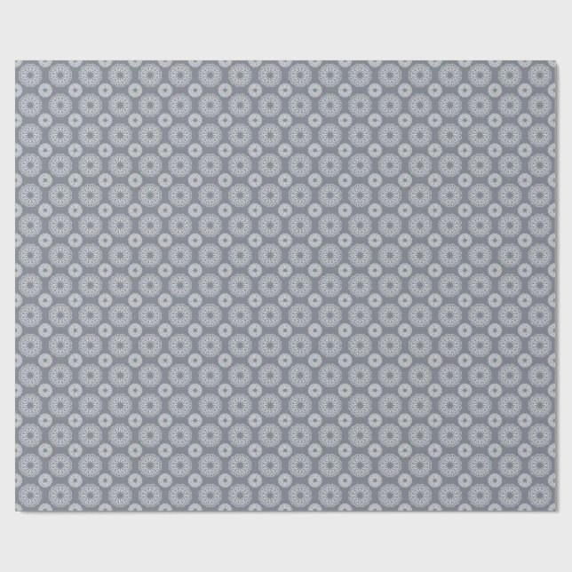 Elegant marinblå och vit mandala-mönster presentpapper (Platt)