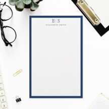 Elegant marinblå rand med monogram