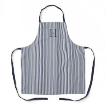 Elegant marinblå randig klassisk monogram