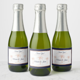 Elegant marinblå roséguld palmträd bröllop