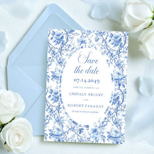 Elegant marinblå rosor Save the Date bröllopsbil Meddelande