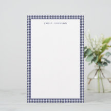 Elegant marinblå rutig monogram