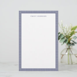 Elegant marinblå rutig monogram brevpapper